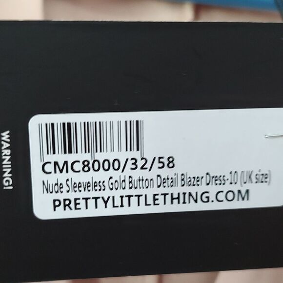 PrettyLittleThing  Nude Sleeveless Gold Button Detail Blazer Dress - Picture 5 of 6